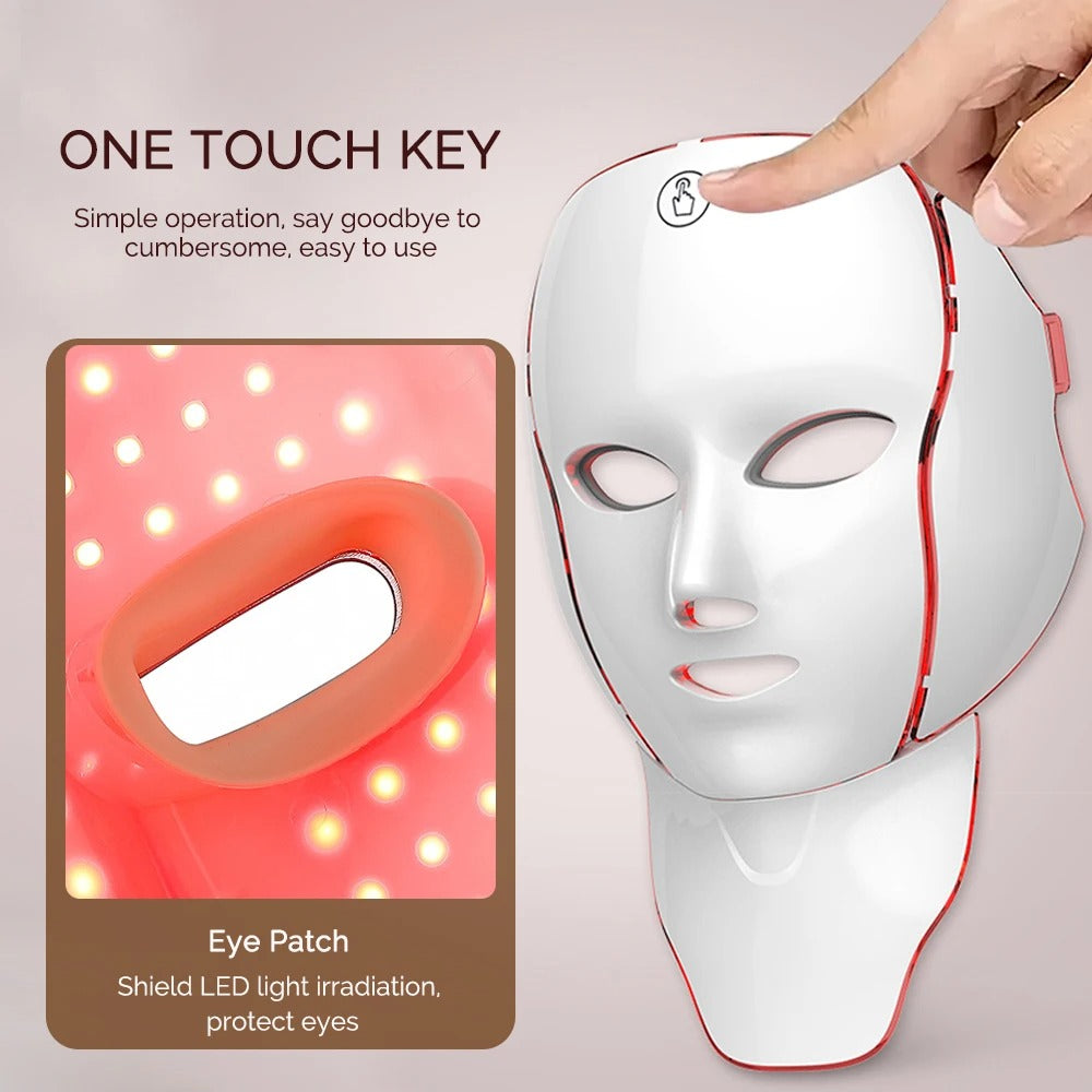 LED Facial Mask with Neck 7 Colors Light Therapy