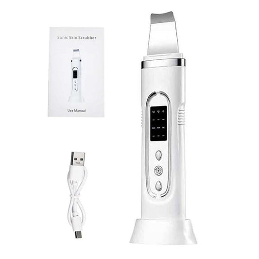 Ultrasonic facial skin scrubber device with silicone bristles for deep cleansing and blackhead removal
