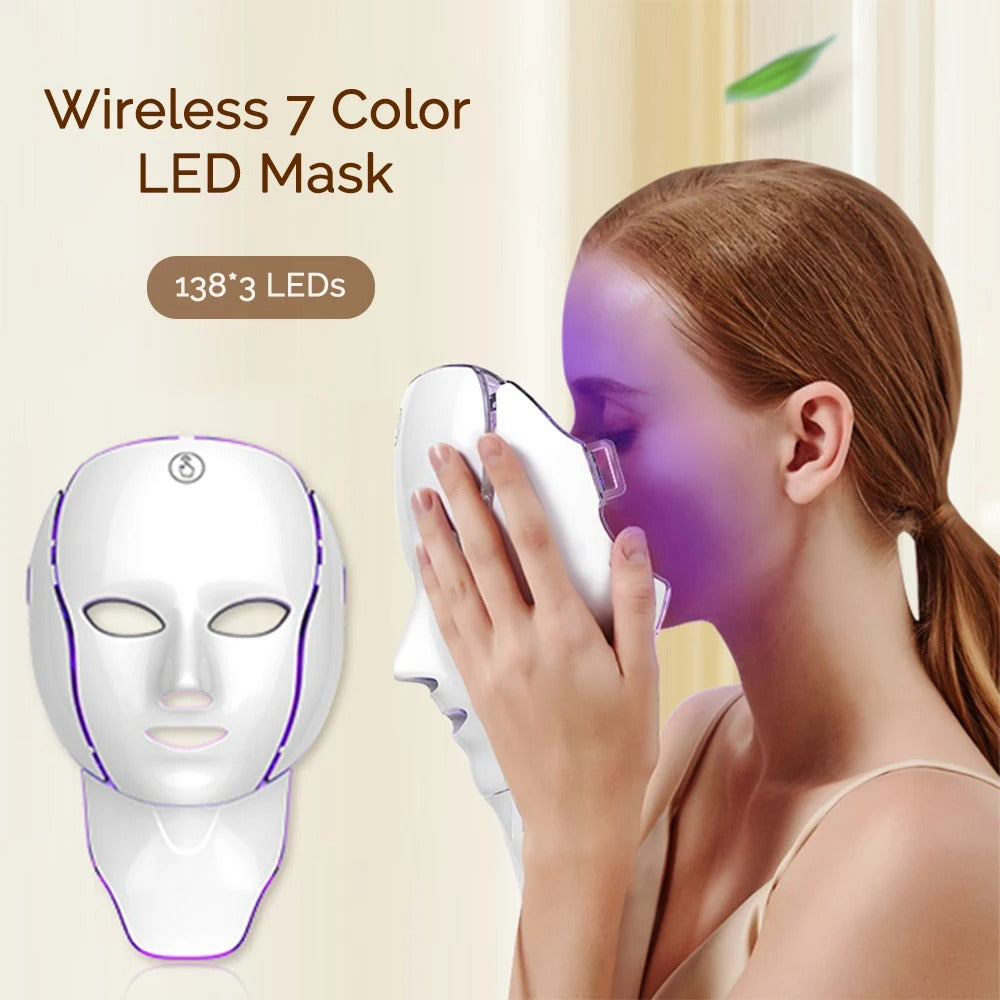LED Facial Mask with Neck 7 Colors Light Therapy
