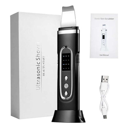 Ultrasonic facial skin scrubber with silicone bristles for deep pore cleansing and skin revitalization