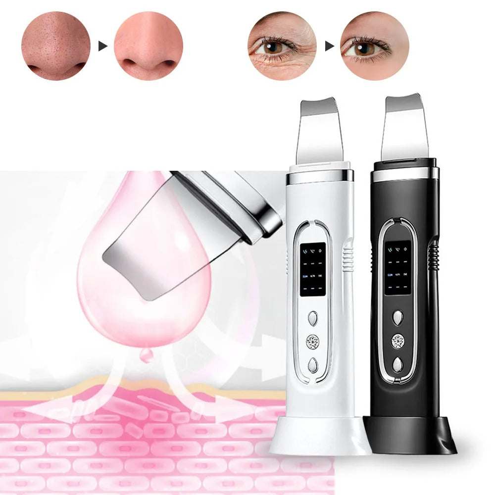 Ultrasonic Facial Skin Scrubber device for deep cleansing and blackhead removal with sonic vibration technology