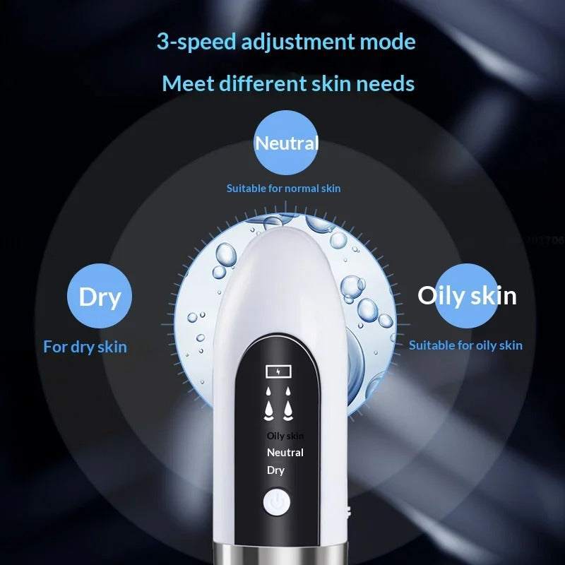 Black Pore Vacuum Cleaner handheld device for deep pore cleansing and blackhead removal with adjustable suction and interchangeable tips