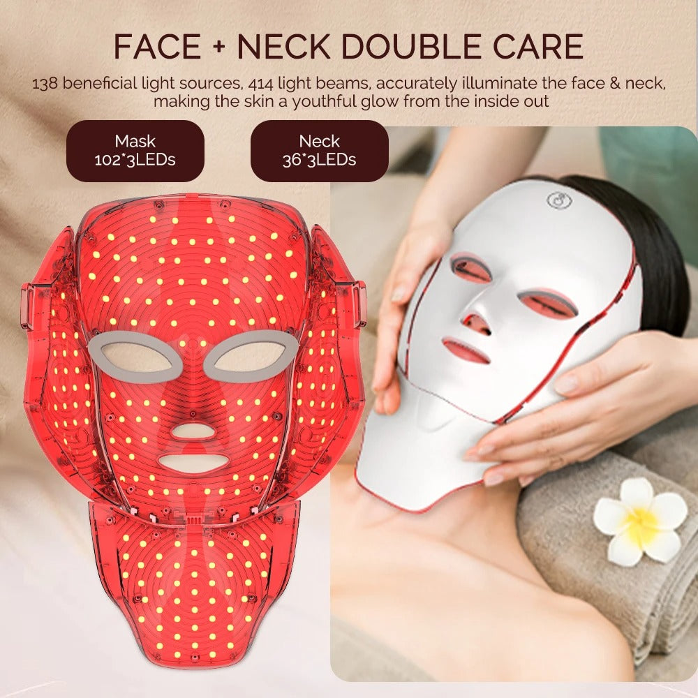 LED Facial Mask with Neck 7 Colors Light Therapy