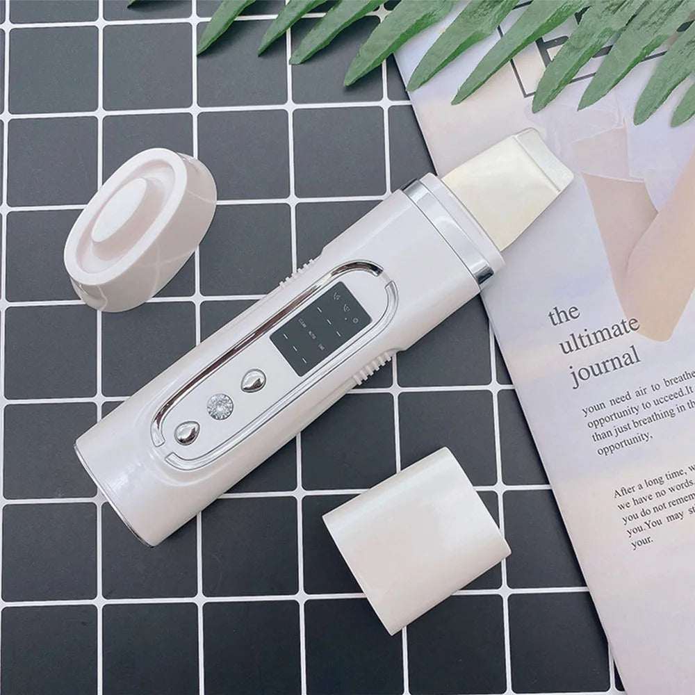 Ultrasonic facial skin scrubber with soft silicone bristles for deep cleansing and blackhead removal