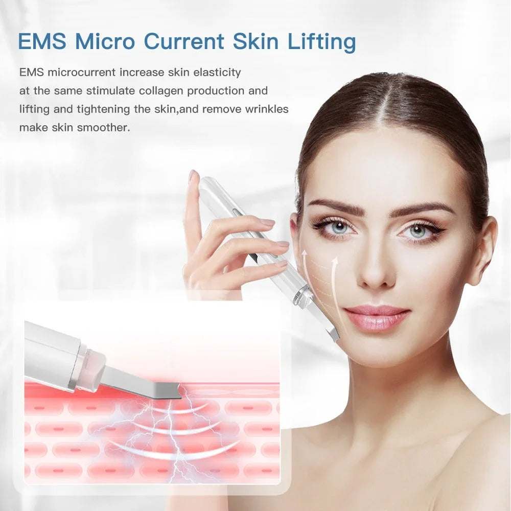 Ultrasonic facial skin scrubber with silicone bristles for deep cleansing and blackhead removal