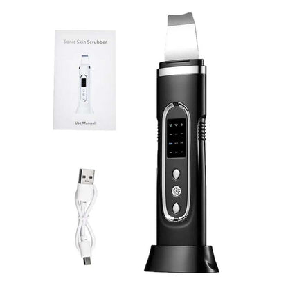 Ultrasonic facial skin scrubber cleansing face with silicone bristles and ultrasonic technology
