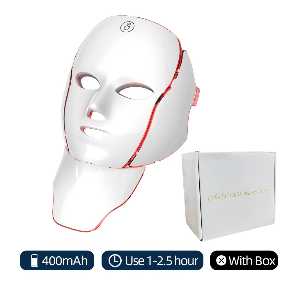 LED Facial Mask with Neck 7 Colors Light Therapy
